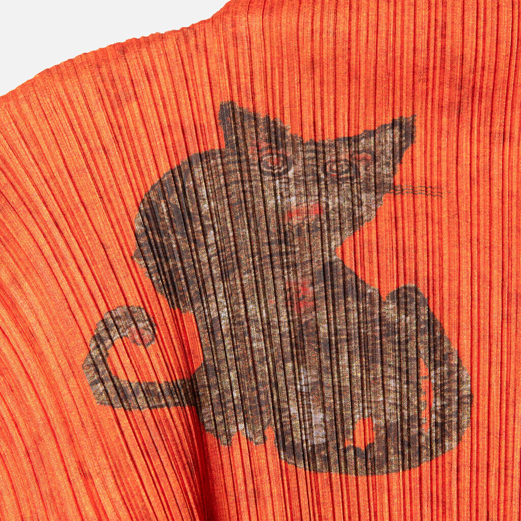 Pleats Please Rare Orange Pleated Cat Top