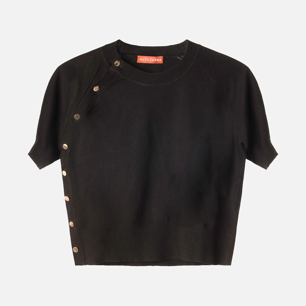 Altuzarra Black Viscose and Poly SS Sweater