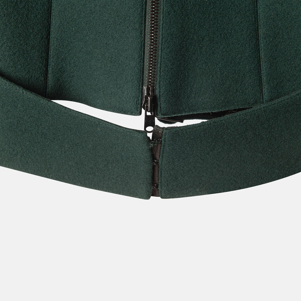Alaia Green Wool Blend Structured Zip Front Top