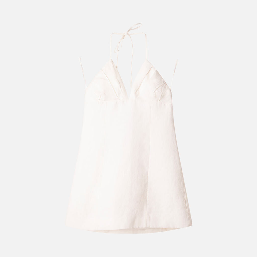 Venroy White Linen Mini Dress