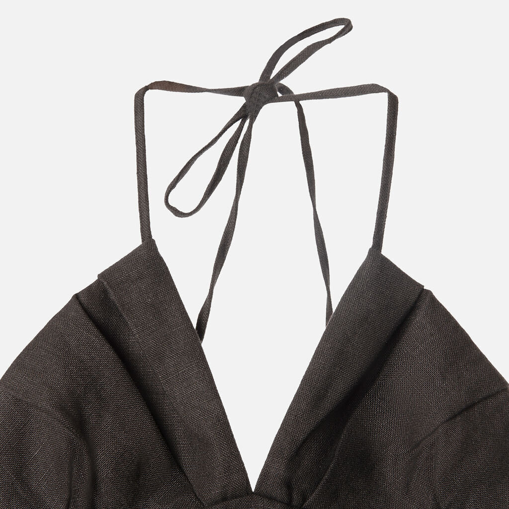 Venroy Black Linen Mini Dress