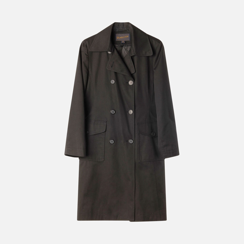 Pendleton Black Twill Trench Coat With Liner