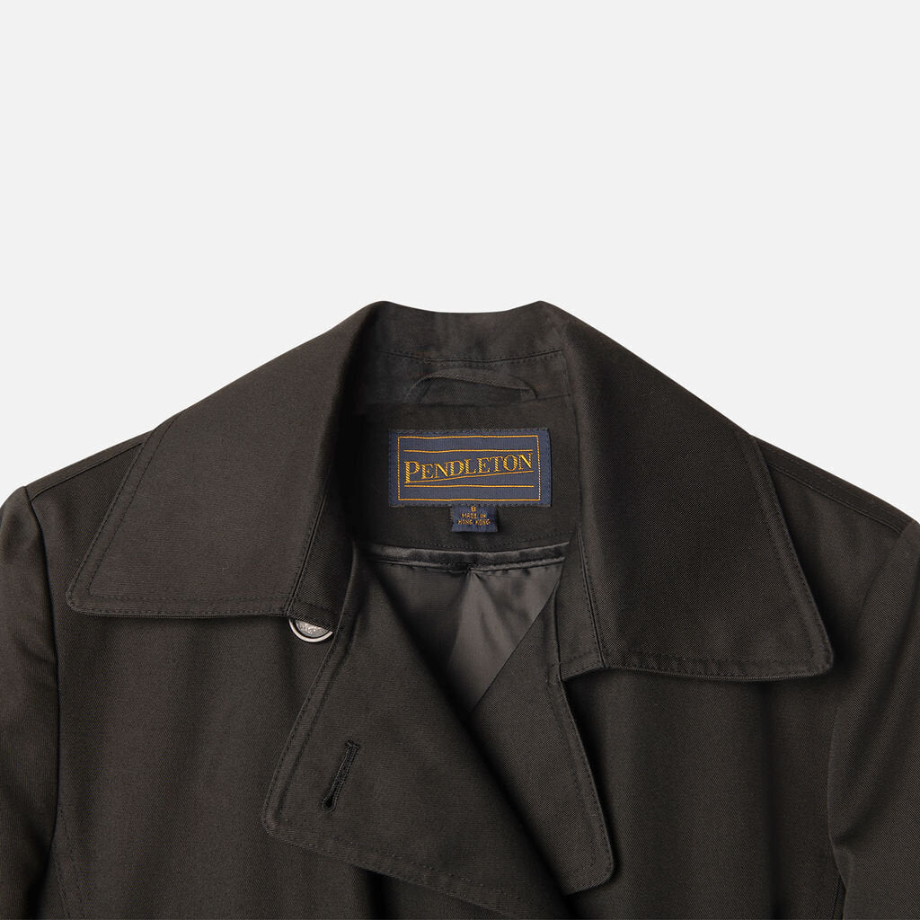 Pendleton Black Twill Trench Coat With Liner