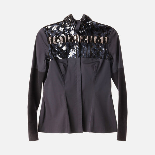 Christian Dior Navy Cotton Sequins Button Down Shirt