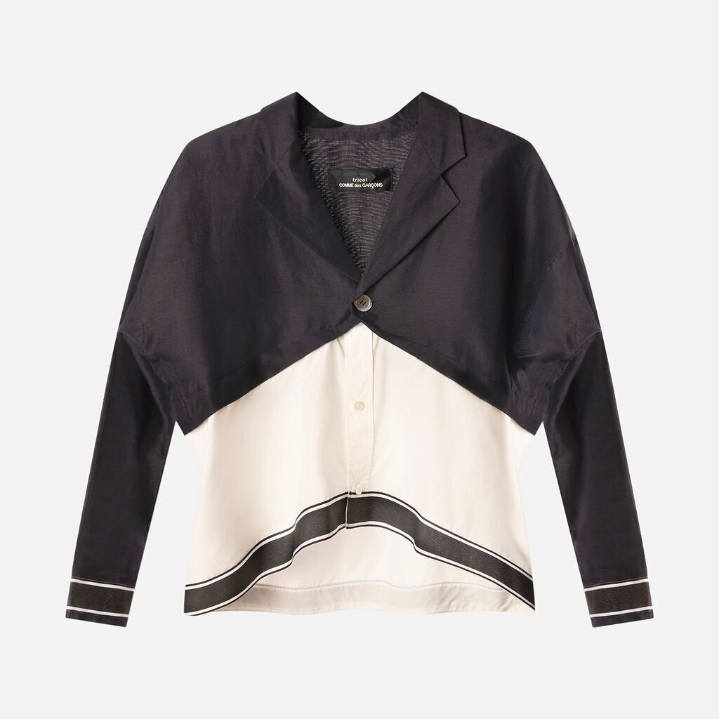 Tricot Comme des Garcons Navy and White Linen Shirt