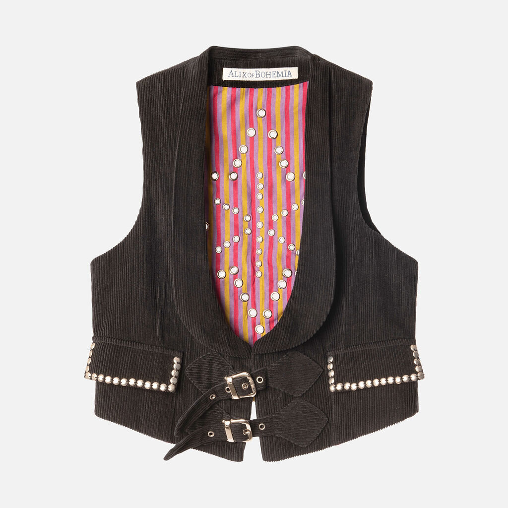 Alix of Bohemia Black Corduroy Vest