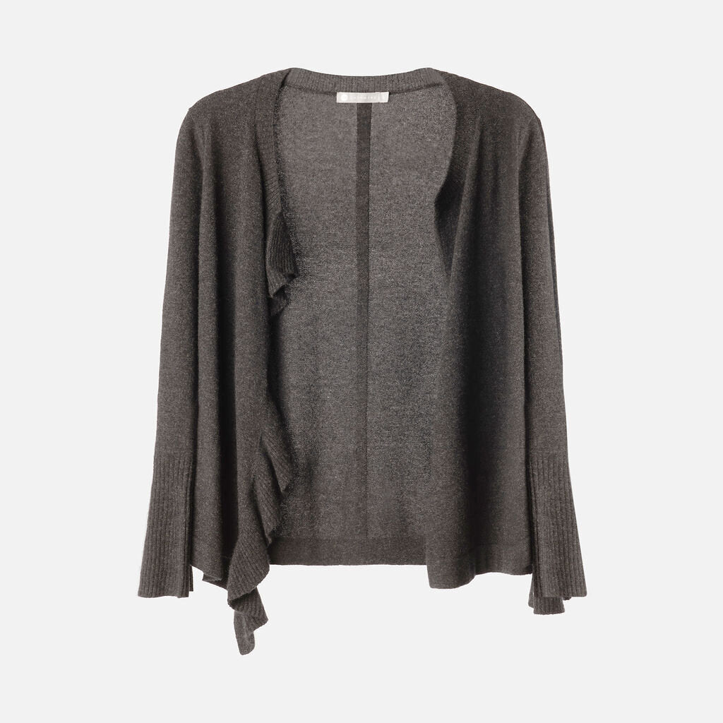 In Cashmere Black Cashmere Cardigan Ruffle