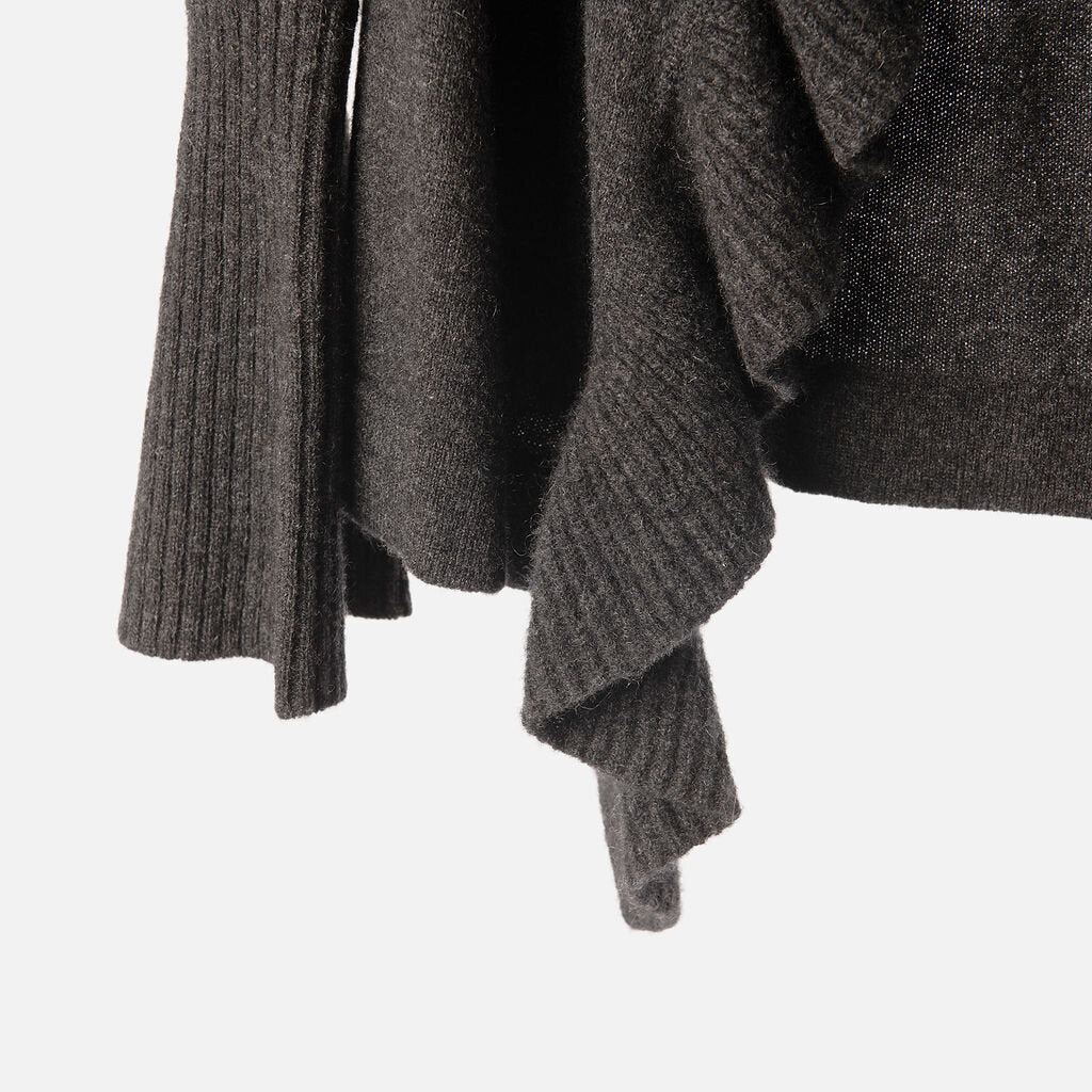 In Cashmere Black Cashmere Cardigan Ruffle