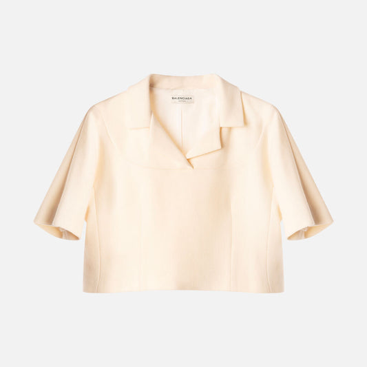 Balenciaga Ivory Wool Crop Jacket