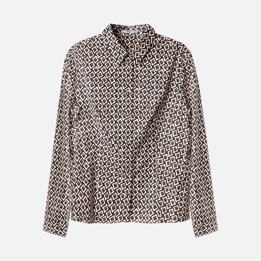 Prada Black Abstract Print Cotton Shirt
