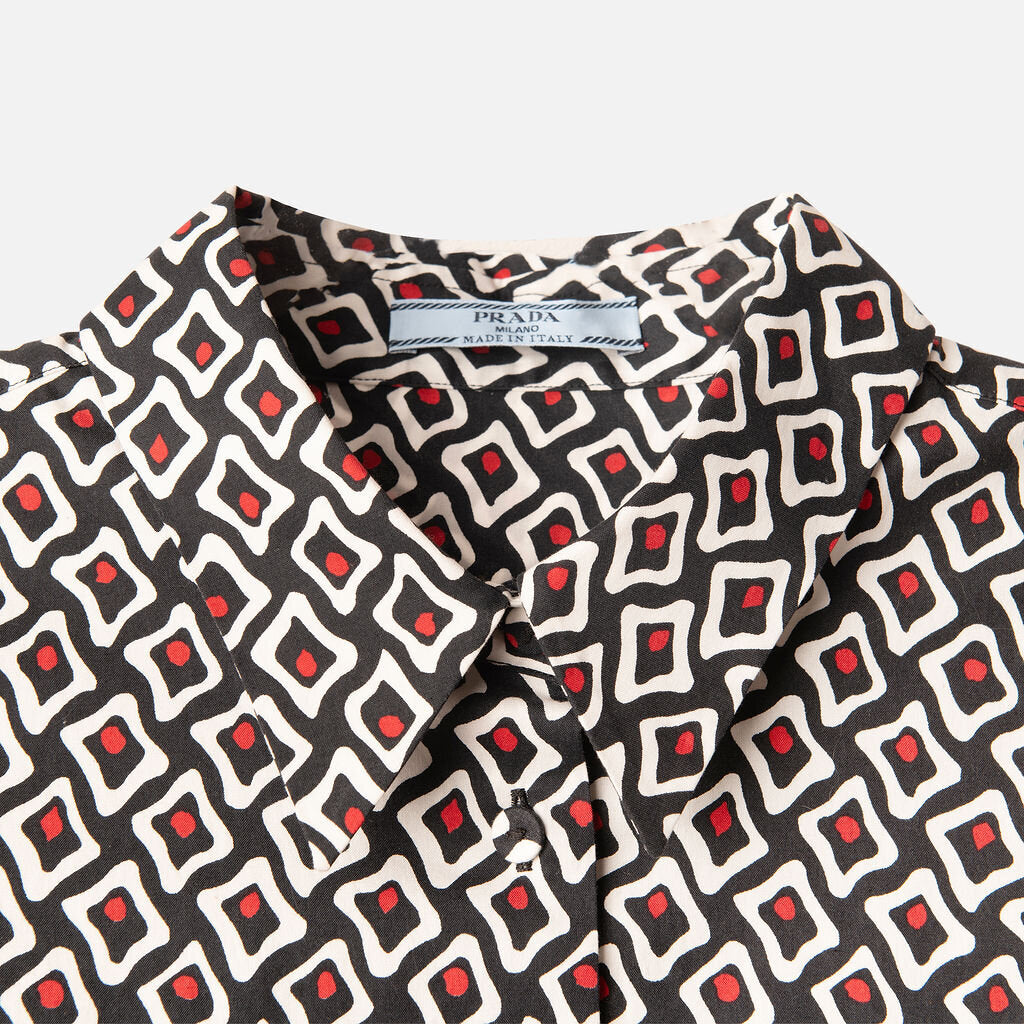 Prada Black Abstract Print Cotton Shirt
