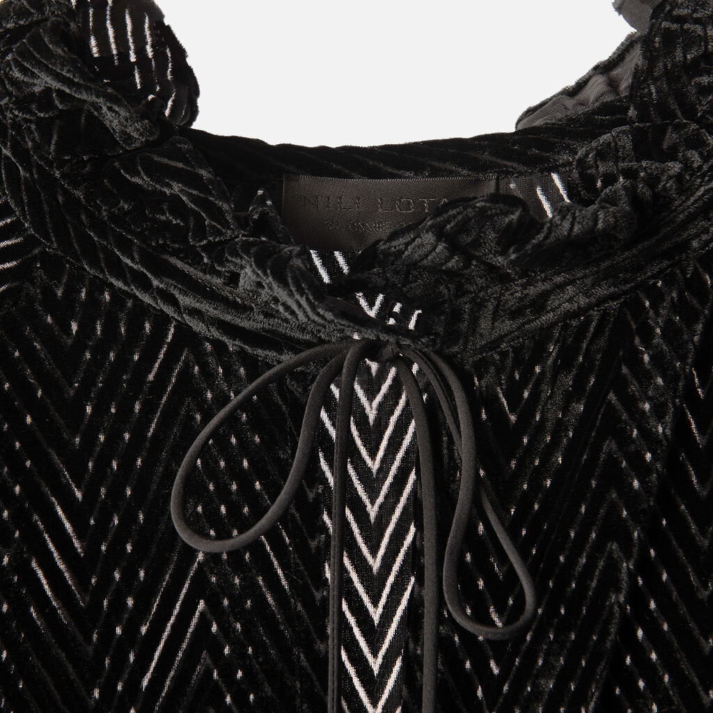 Nili Lotan Black Chevron Velvet Top