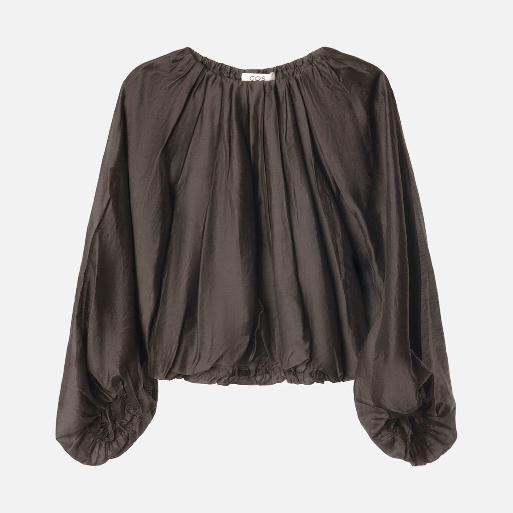 Cos Black Lyocell & Poly Pleated Blouse