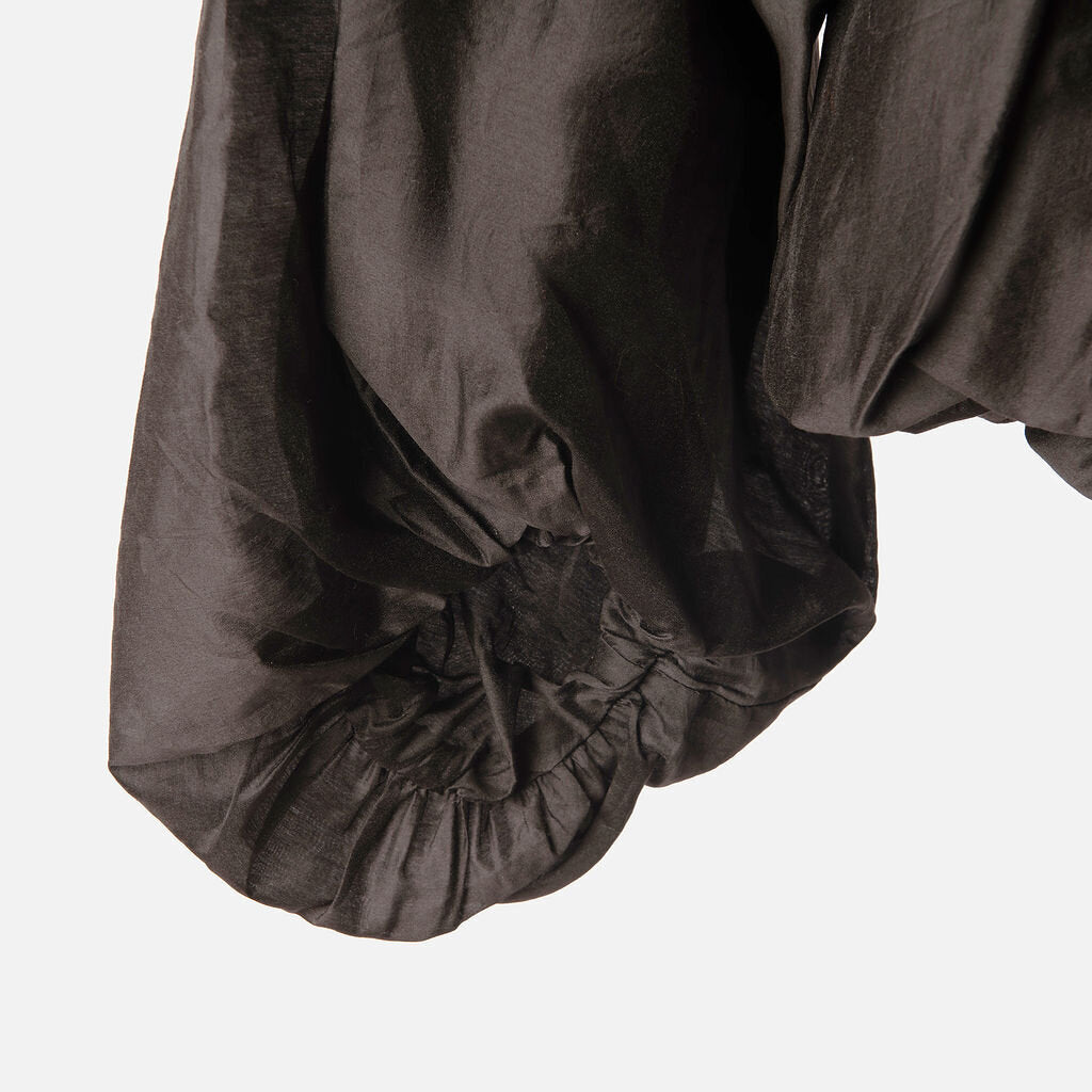 Cos Black Lyocell & Poly Pleated Blouse