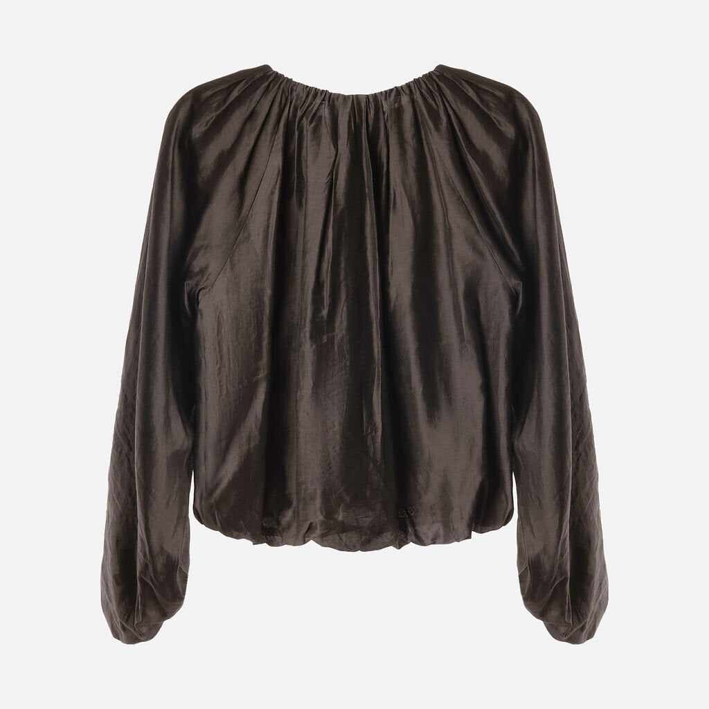 Cos Black Lyocell & Poly Pleated Blouse
