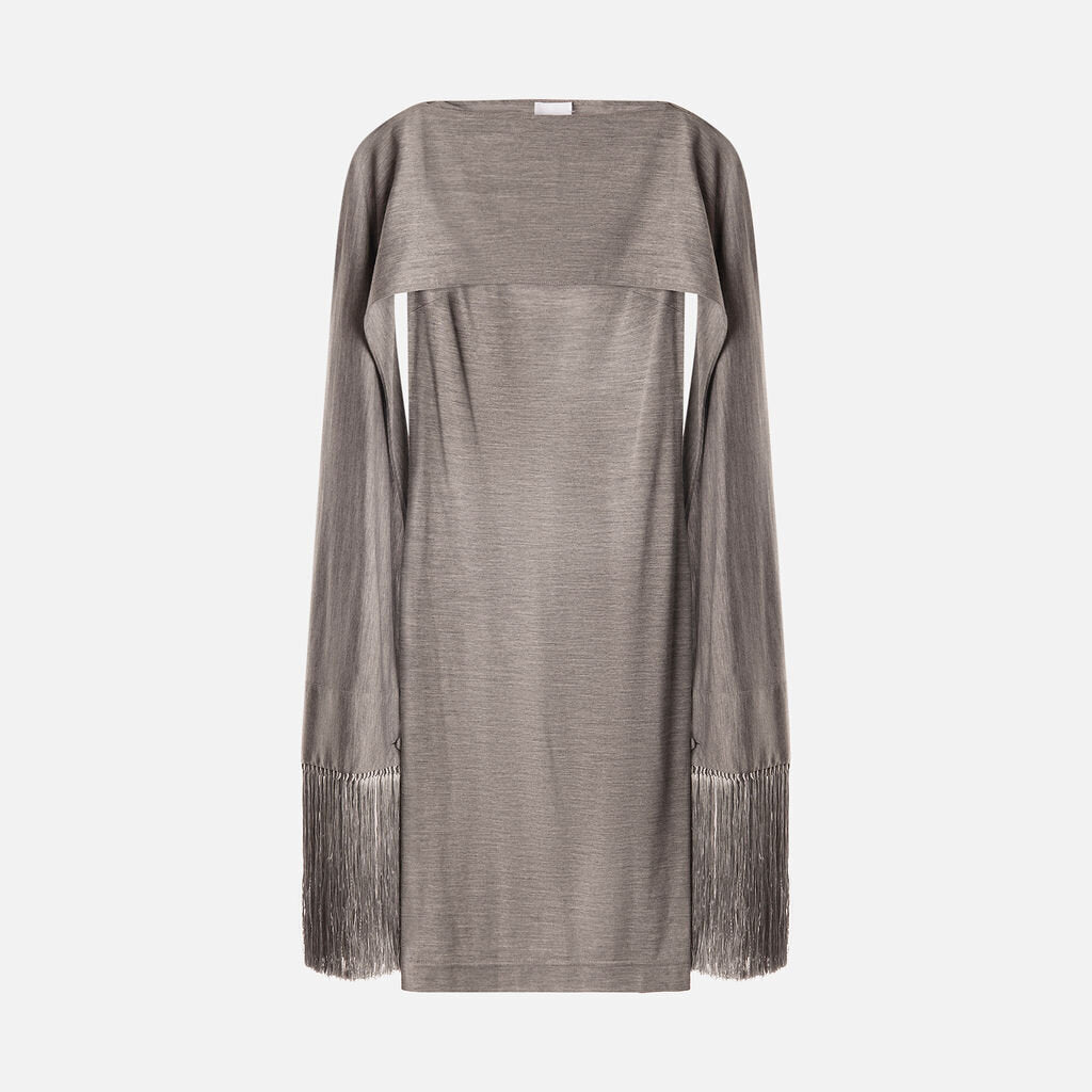 Burberry Gray Wool Dress + Capelet