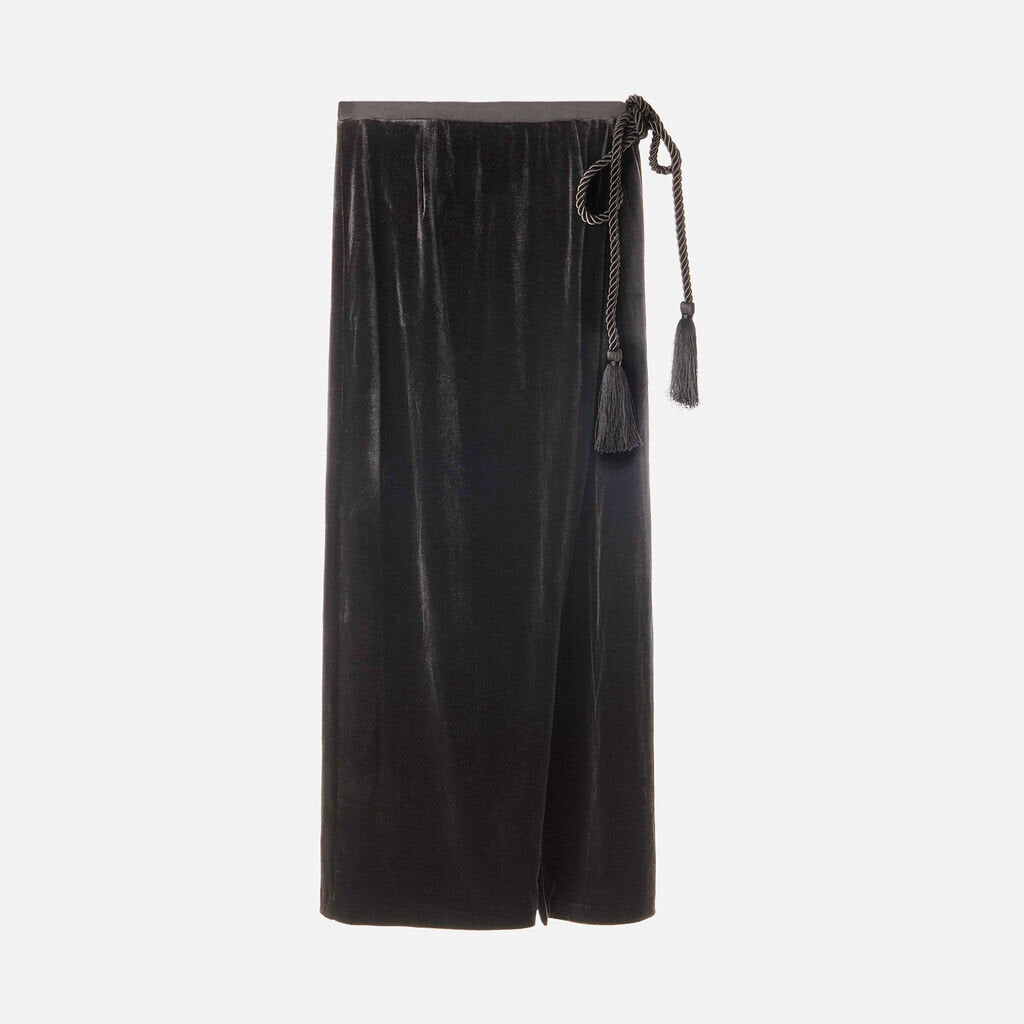 Ciao Lucia Black Velvet Belted Skirt