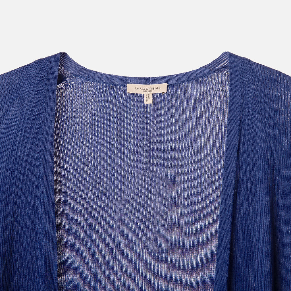 Lafayette 148 Blue Lyocell Long Cardigan