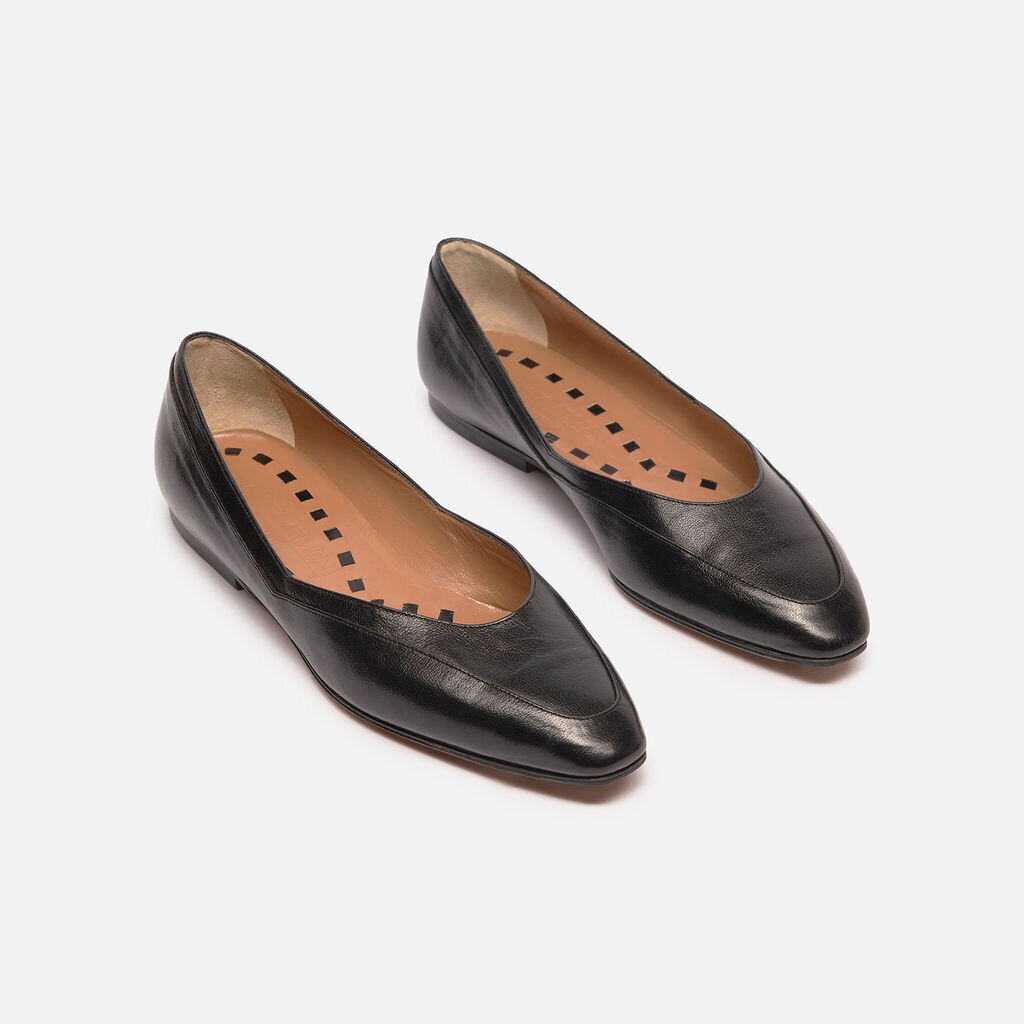 Giorgio Armani Black Leather Ballet Flat