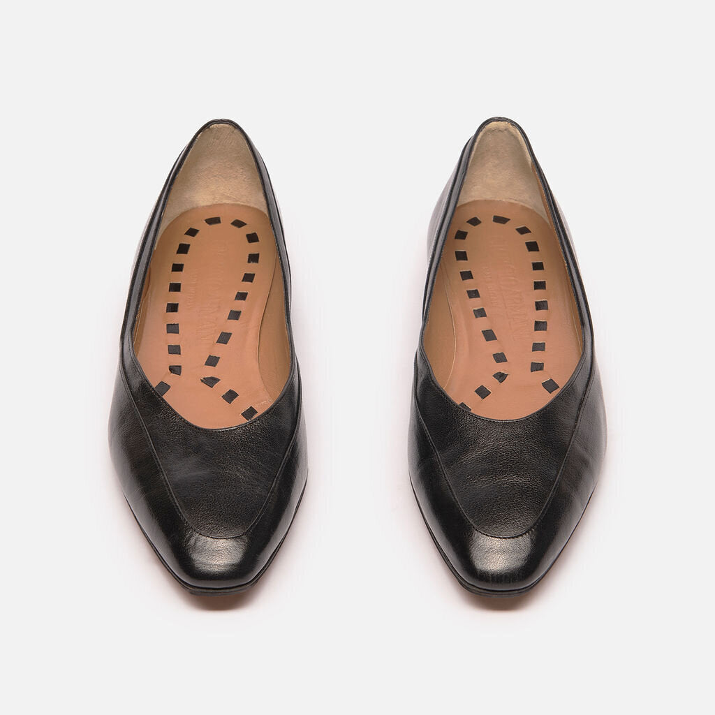Giorgio Armani Black Leather Ballet Flat