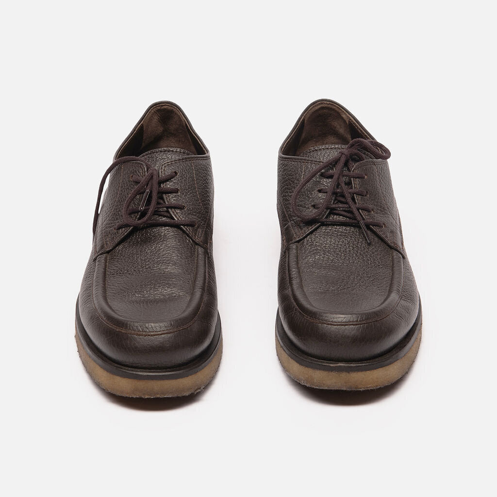 The Row Black Grained Leather Derby Shoe
