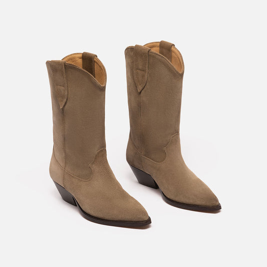 Isabel Marant Taupe Suede Western Boots
