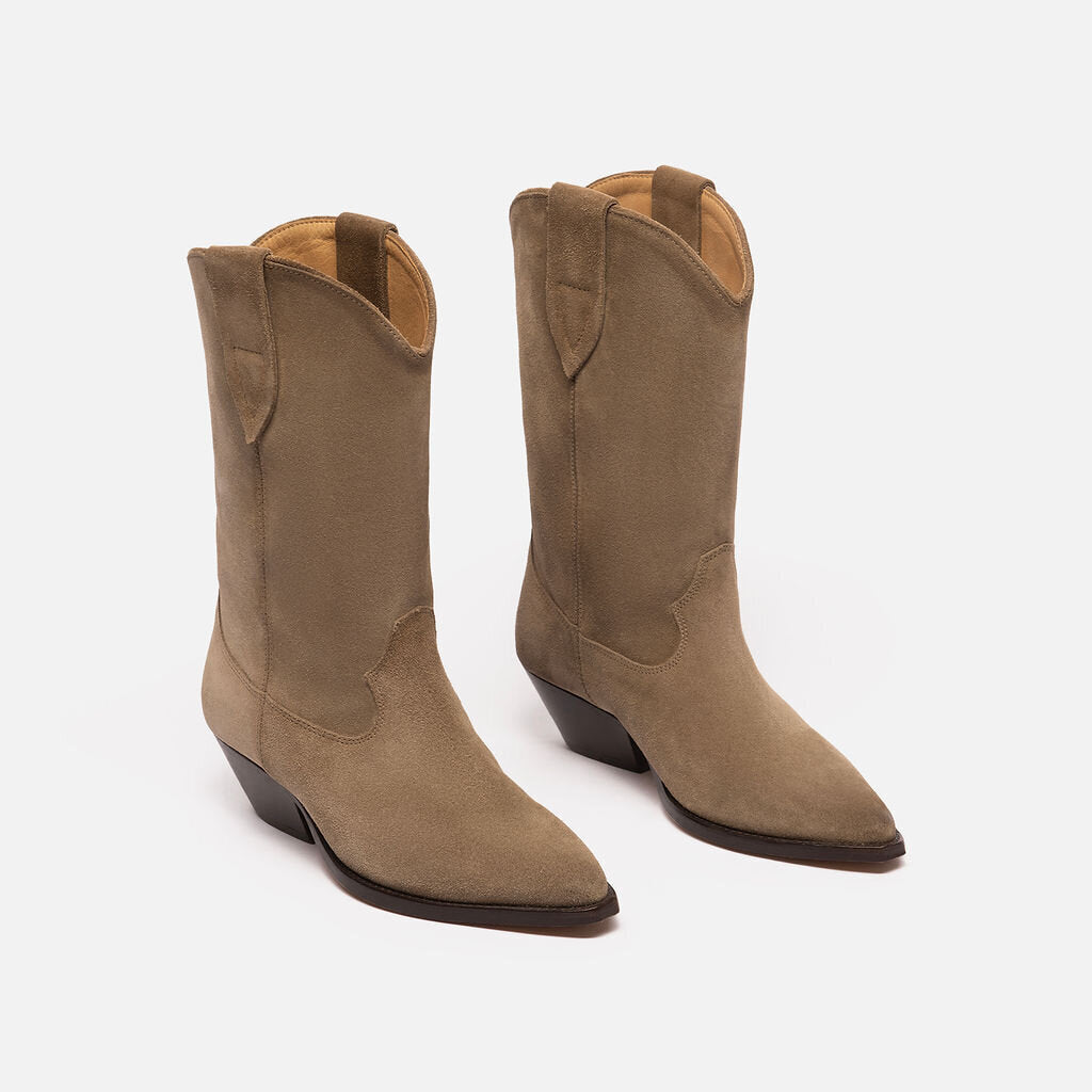 Isabel Marant Taupe Suede Western Boots