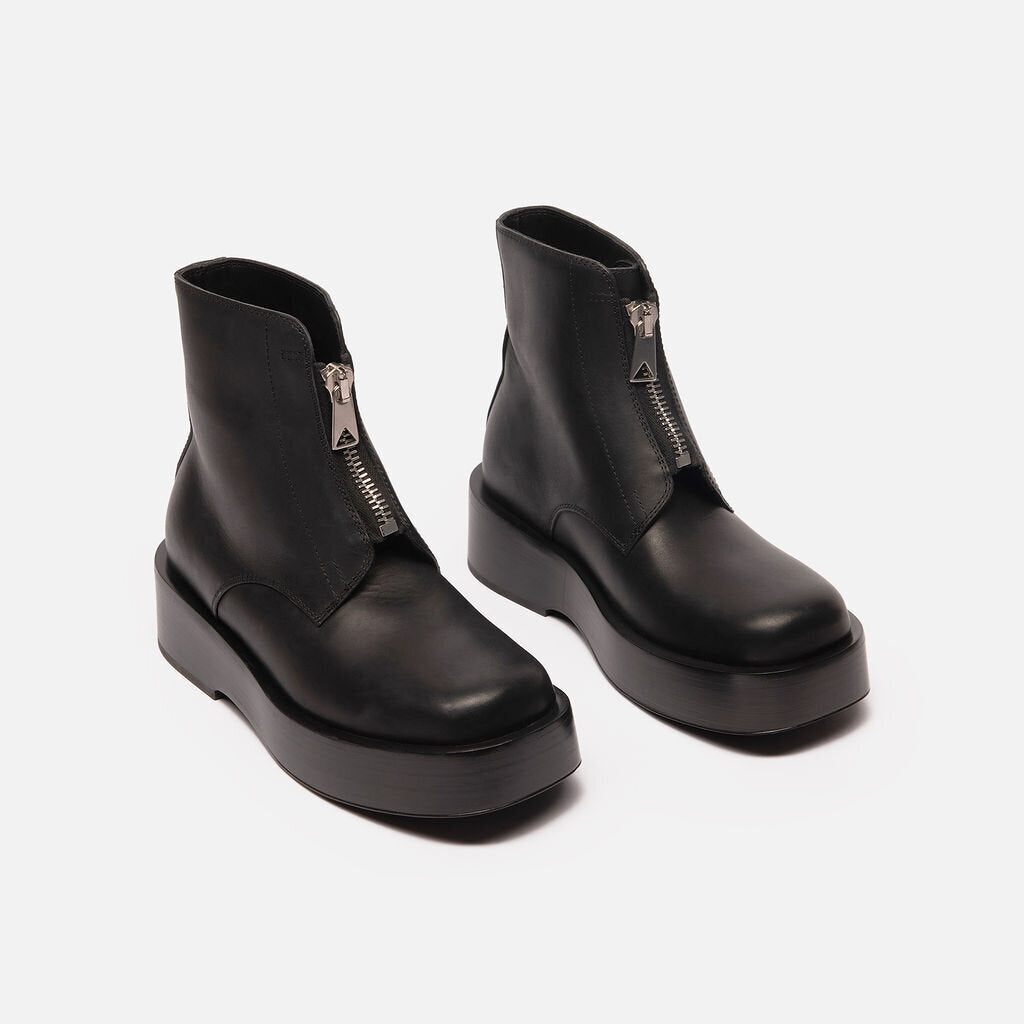 Bottega Veneta Black Leather Silver Front Zipper