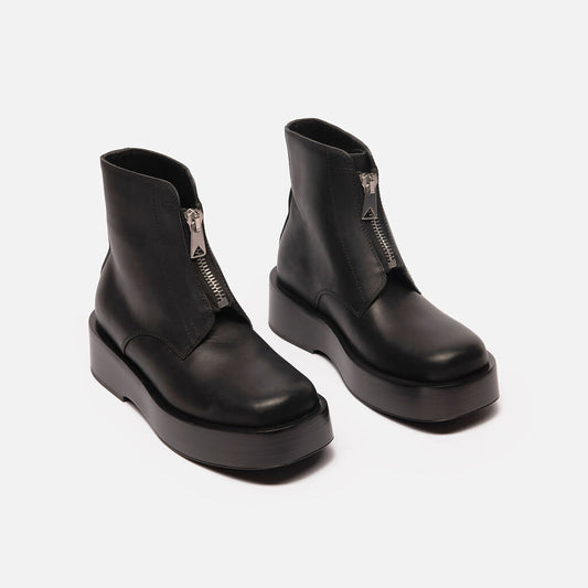 Bottega Veneta Black Leather Silver Front Zipper