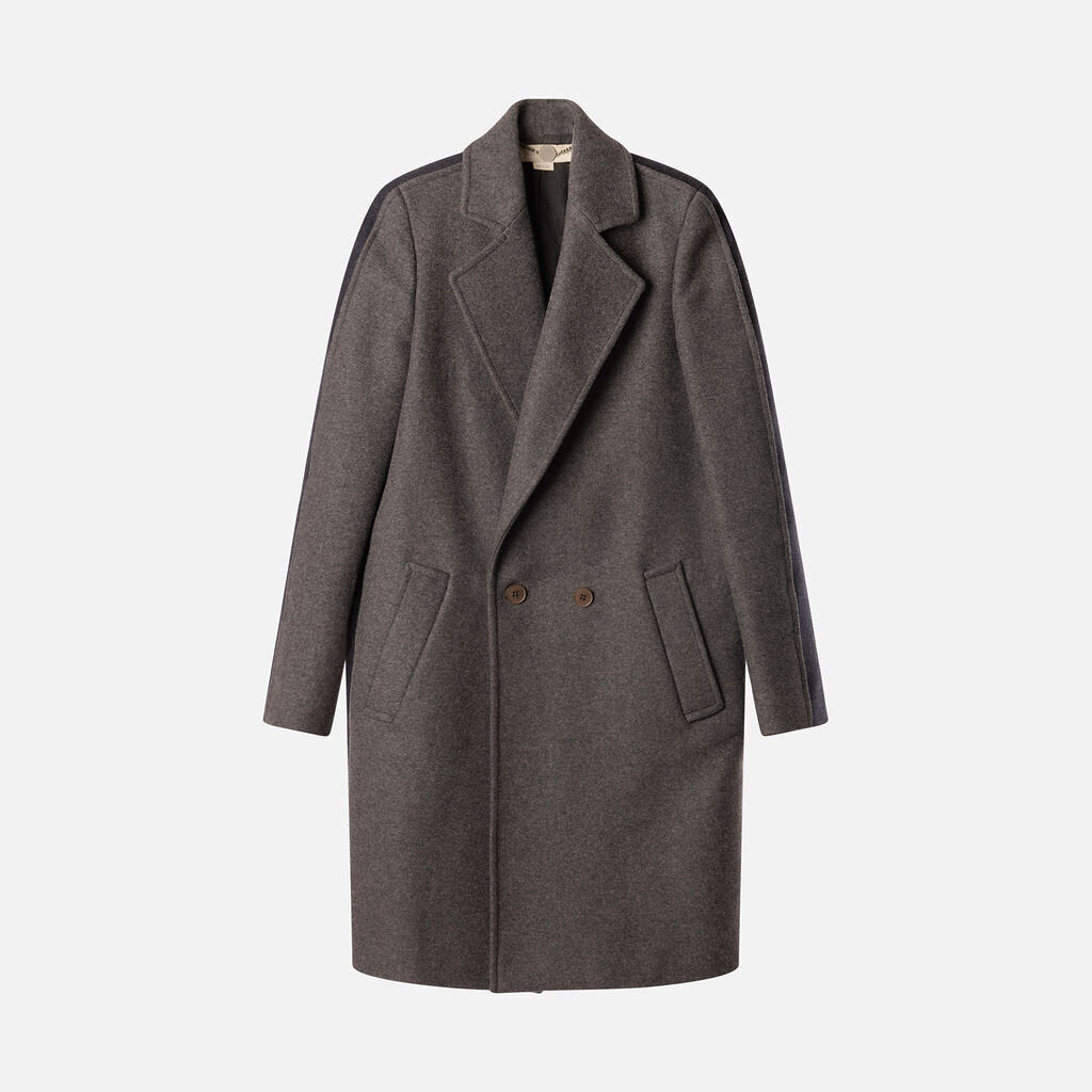 Stella McCartney Greyand Navy Wool Blend Coat