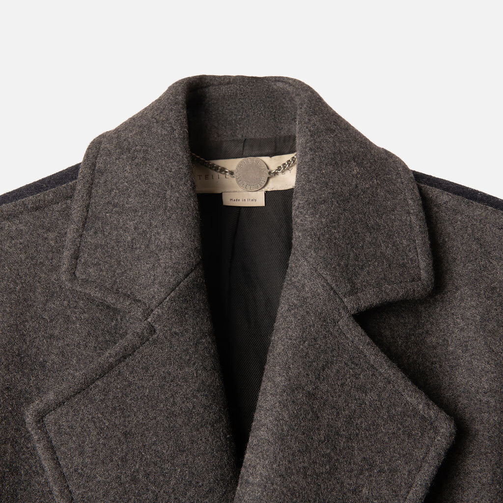 Stella McCartney Greyand Navy Wool Blend Coat
