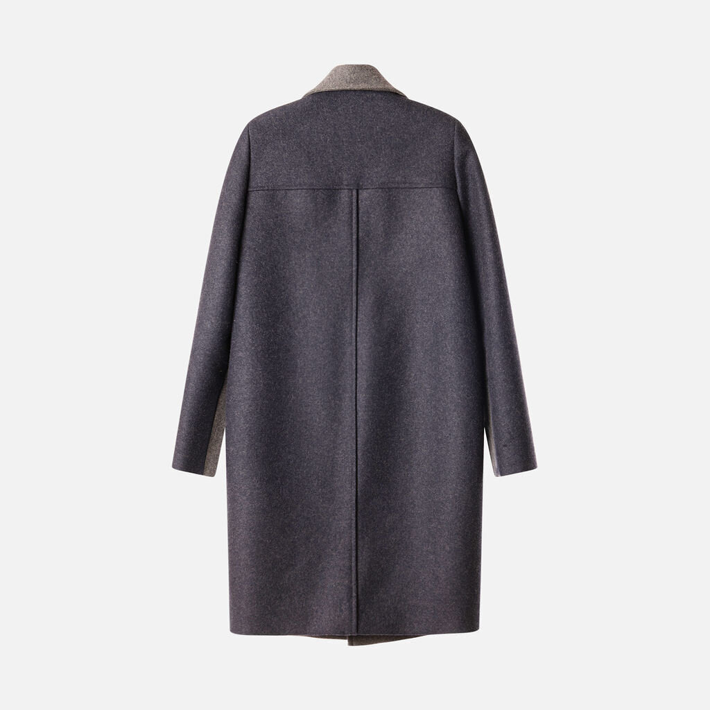 Stella McCartney Greyand Navy Wool Blend Coat