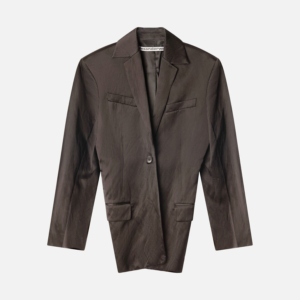 Alexander Wang Black Viscose Blend Satin Blazer