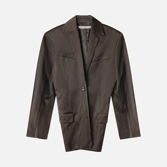 Alexander Wang Black Viscose Blend Satin Blazer