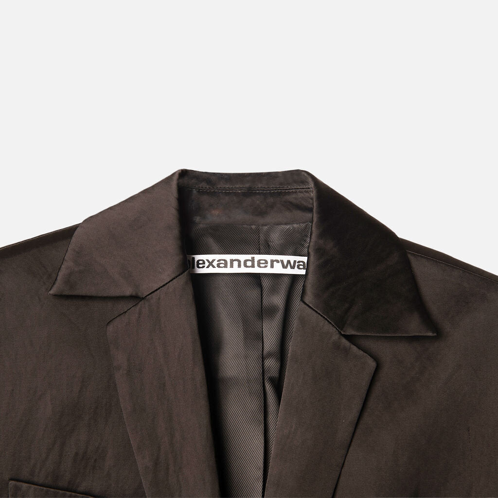 Alexander Wang Black Viscose Blend Satin Blazer