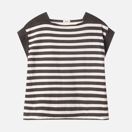 Celine Black and White Cotton Stripe Tee Shirt