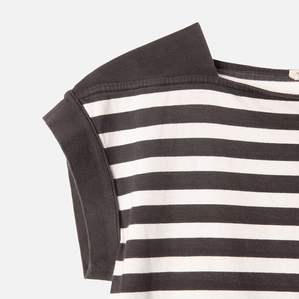 Celine Black and White Cotton Stripe Tee Shirt