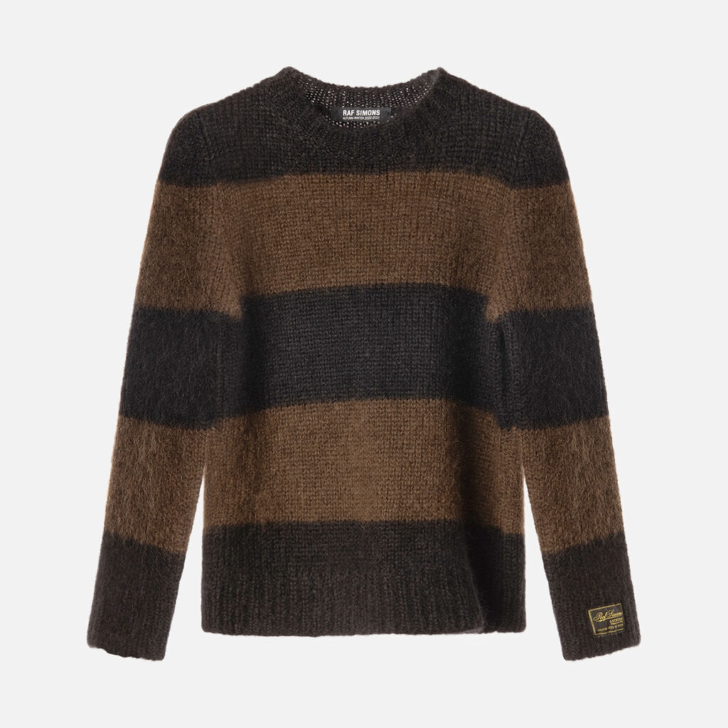 Raf Simons Brown/Black Mohair Striped Sweater