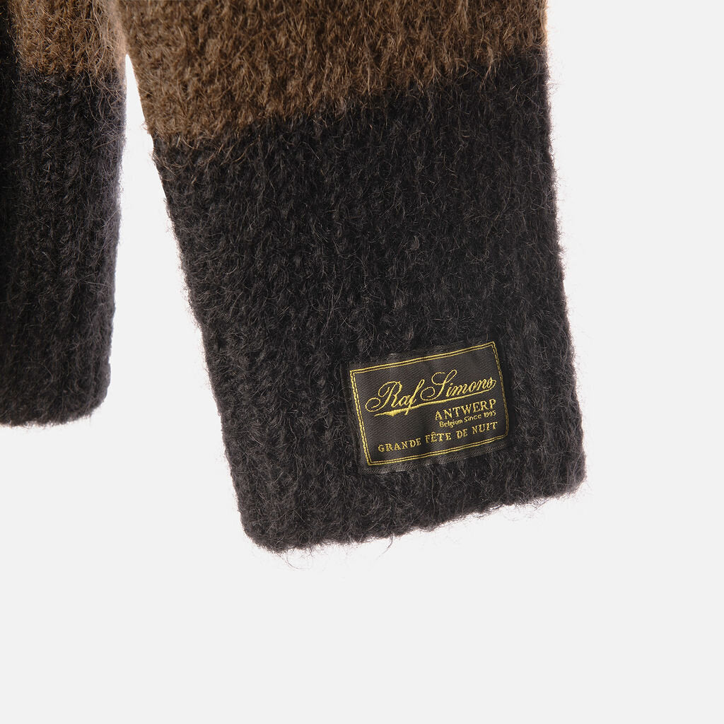 Raf Simons Brown/Black Mohair Striped Sweater