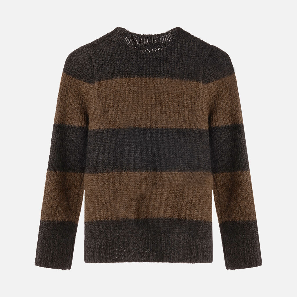 Raf Simons Brown/Black Mohair Striped Sweater