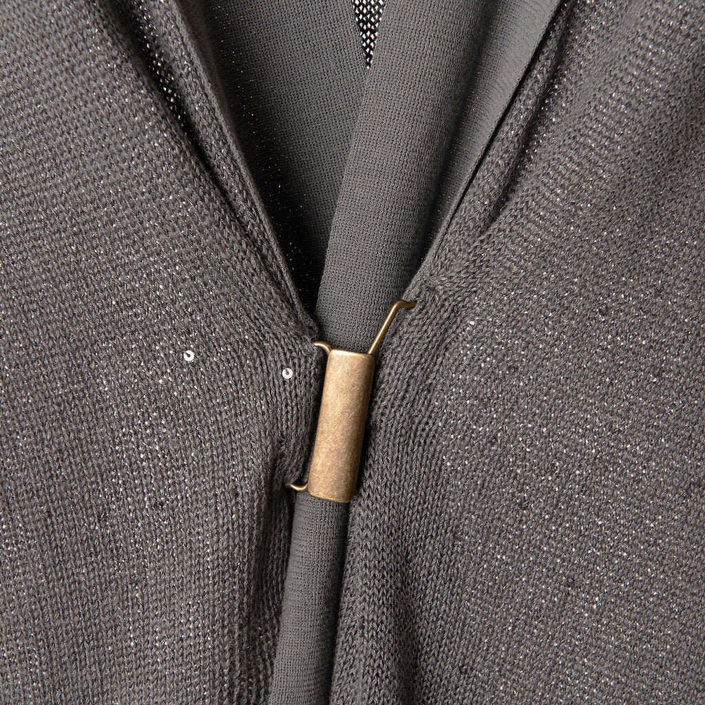 Brunello Cucinelli Grey Sequin Knit Cardigan
