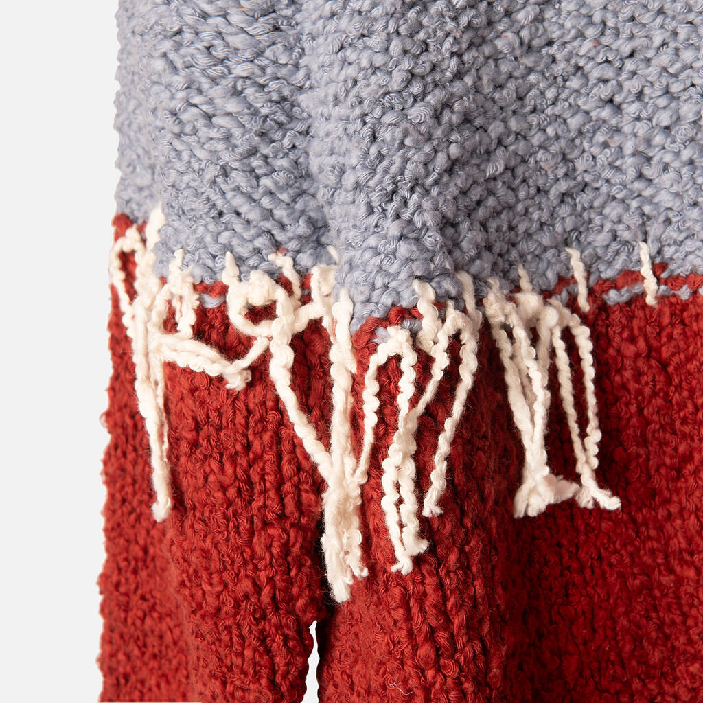 The Elder Statesmen Orange and Blue Patwork Boucle Cardigan
