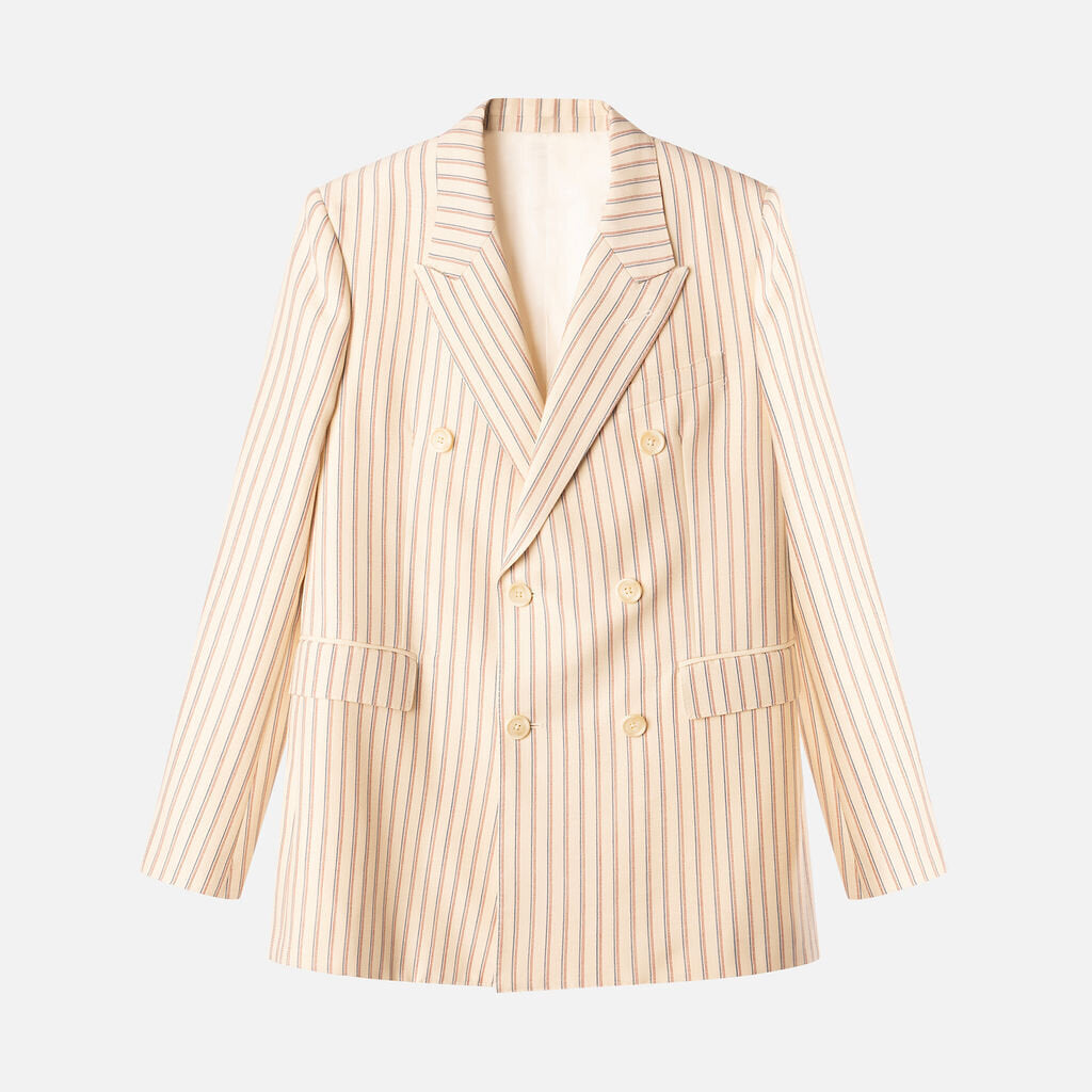 Celine Cream Wool RB Pinstripe Blazer