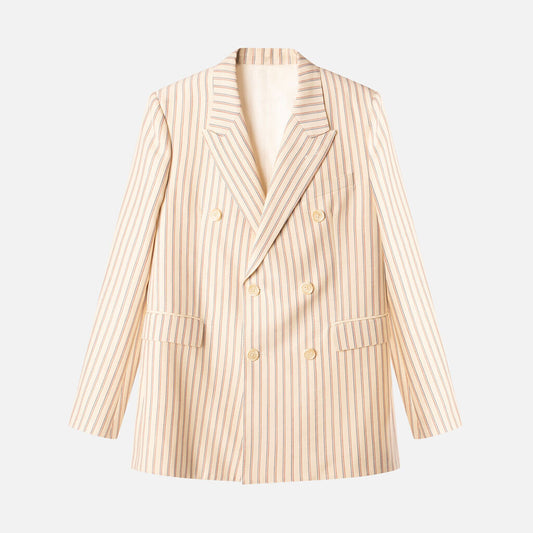 Celine Cream Wool RB Pinstripe Blazer