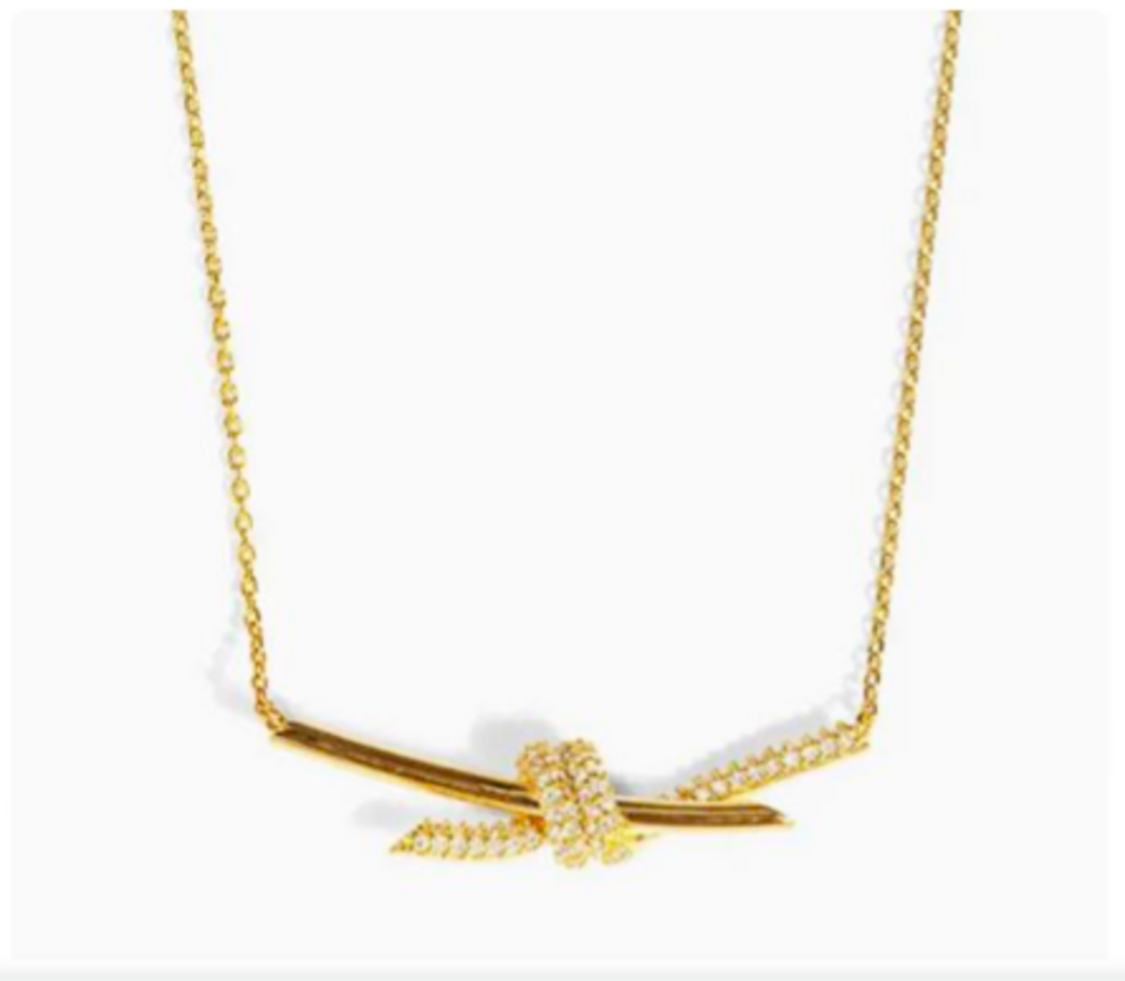 Pave Knotted Pendant Short Necklace YG