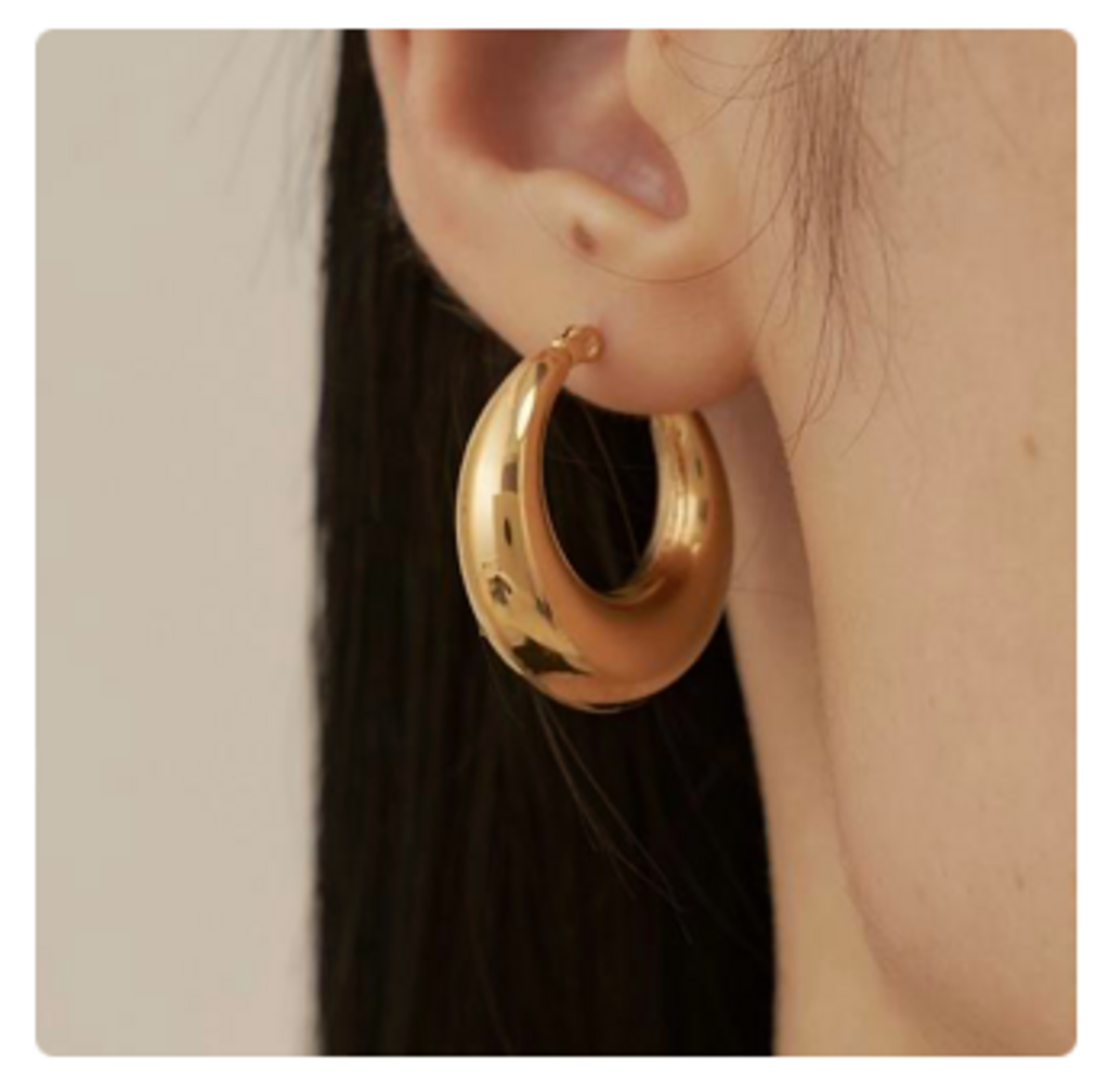 18k Gold Hoop Earrings Dangle Drop YG - S