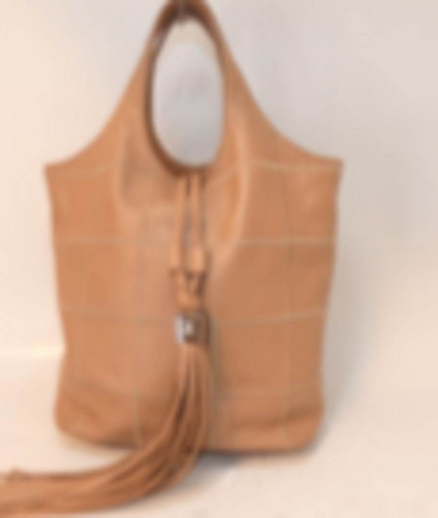 Tan Leather Chocolate Bar Fringe Tote