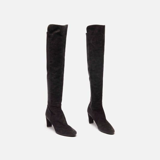 Stuart Weitzman Black Suede Over the Knee Boot