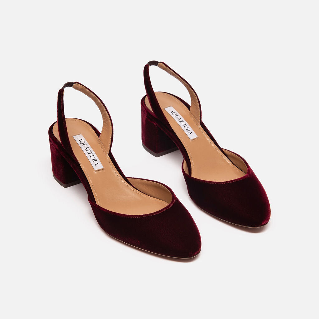 Aquazzura Red Velvet Slingback Heel