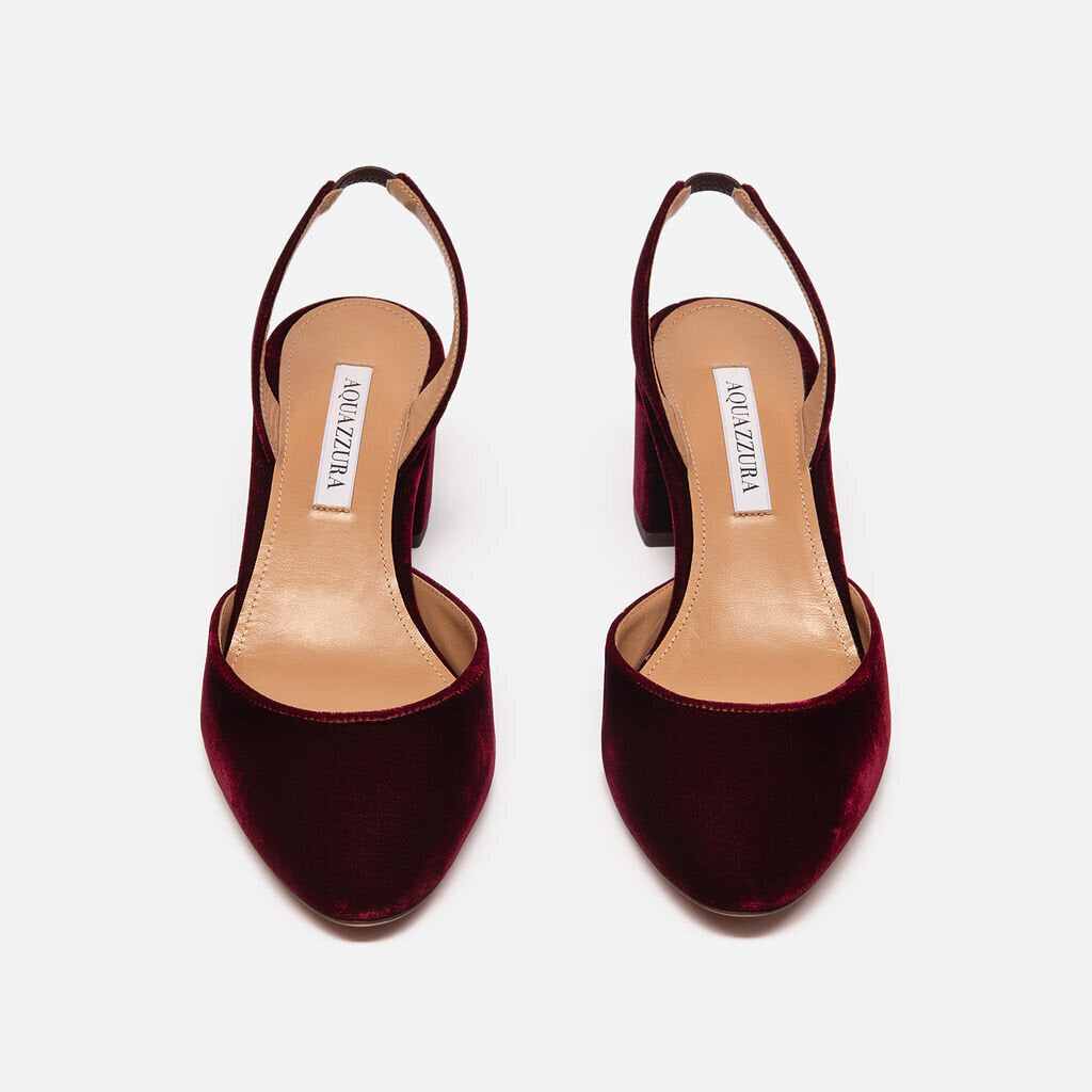 Aquazzura Red Velvet Slingback Heel